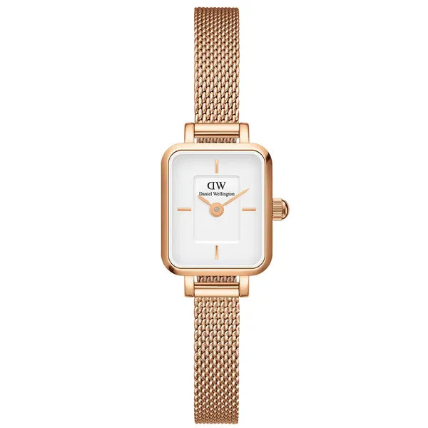 Daniel Wellington Quadro Mini Melrose női karóra, 15 mm, rózsaarany, fehér