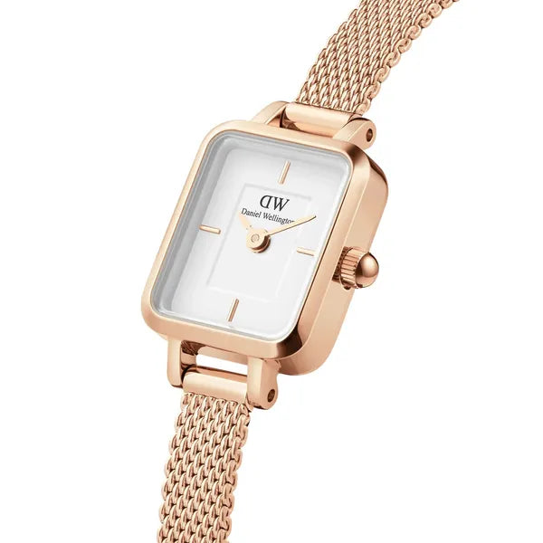 Daniel Wellington Quadro Mini Melrose női karóra, 15 mm, rózsaarany, fehér