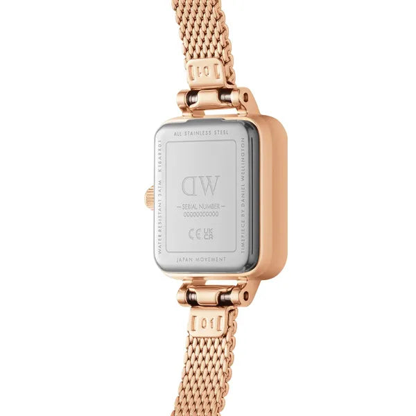 Daniel Wellington Quadro Mini Melrose női karóra, 15 mm, rózsaarany, fehér