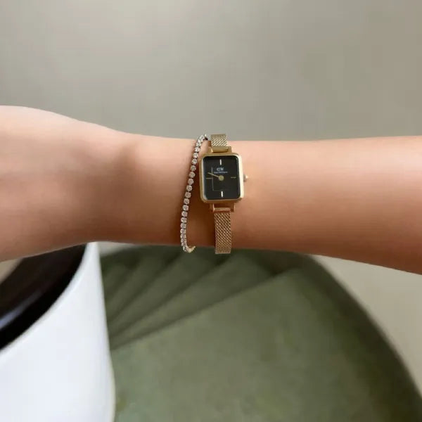 Daniel Wellington Quadro Mini DW00100652 női karóra 15 mm, arany/fekete, kvarc
