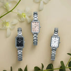 CASIO LTP-V009D-4E női karóra, téglalap tok, acél szíj, rózsaszín számlap, WR30