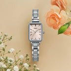 CASIO LTP-V009D-4E női karóra, téglalap tok, acél szíj, rózsaszín számlap, WR30