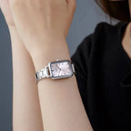 CASIO LTP-V009D-4E női karóra, téglalap tok, acél szíj, rózsaszín számlap, WR30