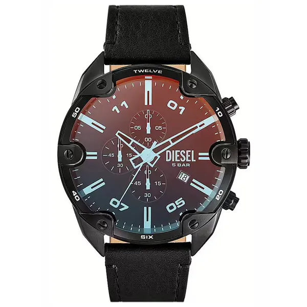 Diesel Spiked DZ4667 férfi kronográf karóra 49 mm bőr szíj WR50 díszdoboz