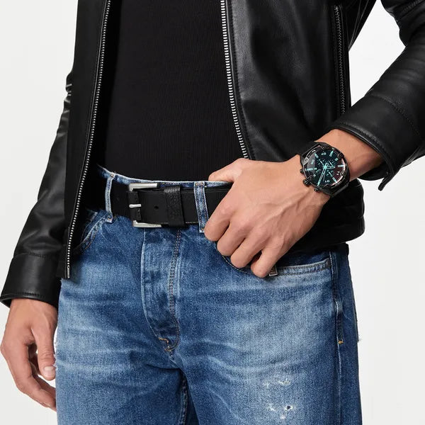 Diesel Spiked DZ4667 férfi kronográf karóra 49 mm bőr szíj WR50 díszdoboz