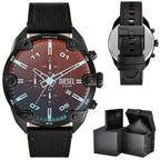 Diesel Spiked DZ4667 férfi kronográf karóra 49 mm bőr szíj WR50 díszdoboz