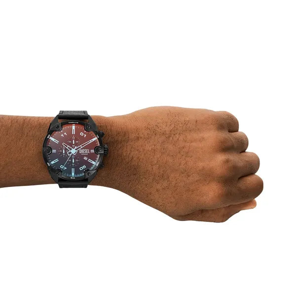 Diesel Spiked DZ4667 férfi kronográf karóra 49 mm bőr szíj WR50 díszdoboz