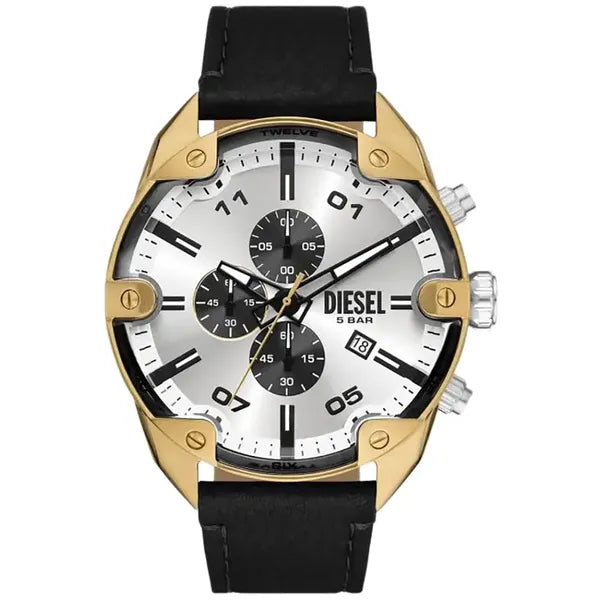 Diesel Spiked DZ4671 férfi kronográf karóra, bőr, WR50, 49 mm