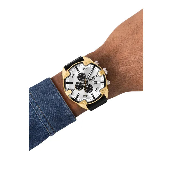 Diesel Spiked DZ4671 férfi kronográf karóra, bőr, WR50, 49 mm
