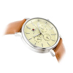 Tommy Hilfiger Tyson 1792143 férfi karóra, 44 mm, bőr szíj, WR50, bézs számlap