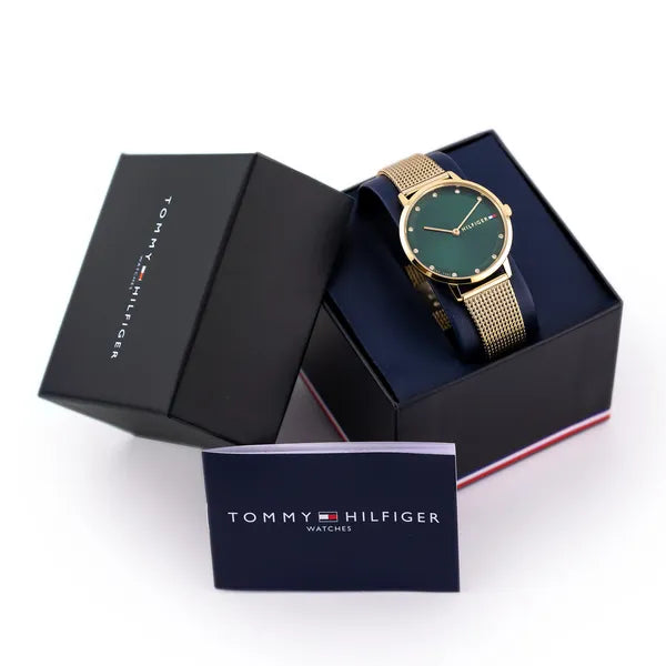 Tommy Hilfiger Pippa 1782668 női karóra, arany acél, zöld számlap, kvarc