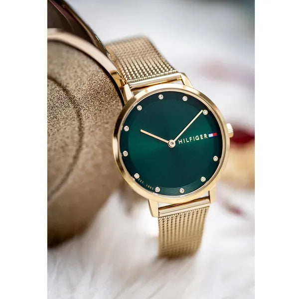 Tommy Hilfiger Pippa 1782668 női karóra, arany acél, zöld számlap, kvarc