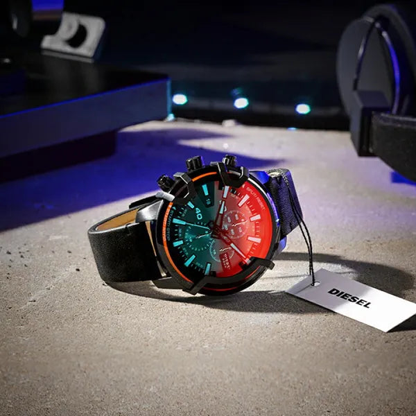 Diesel Griffed DZ4519 férfi kronográf karóra, fekete bőr, 46 mm