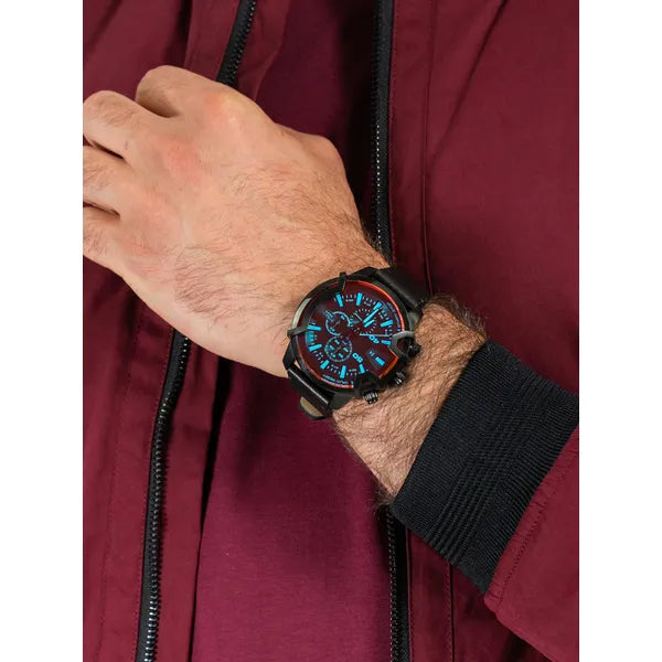 Diesel Griffed DZ4519 férfi kronográf karóra, fekete bőr, 46 mm