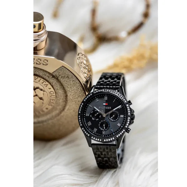 Tommy Hilfiger Ari 1782144 női karóra, fekete acél, 40 mm, kvarc, WR30