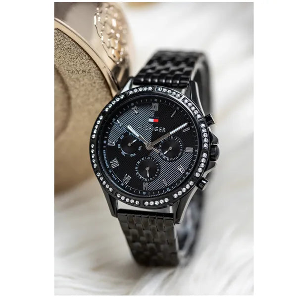 Tommy Hilfiger Ari 1782144 női karóra, fekete acél, 40 mm, kvarc, WR30