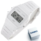 Casio F-91WB-7A férfi digitális karóra, fehér, 38 mm, WR100, díszdoboz