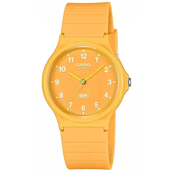 Casio MQ-24B-9B női karóra, narancssárga, 36 mm, kvarc, WR30, díszdobozzal