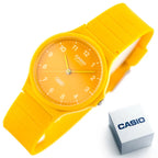 Casio MQ-24B-9B női karóra, narancssárga, 36 mm, kvarc, WR30, díszdobozzal