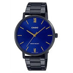 Casio férfi karóra MTP-VT01B-2B, 40 mm, kék számlap, fekete acél, WR30