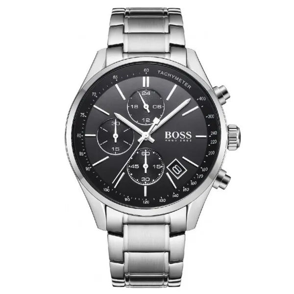 Hugo Boss Grand Prix 1513477 férfi karóra, 46 mm, acél, fekete, kronográf, WR30