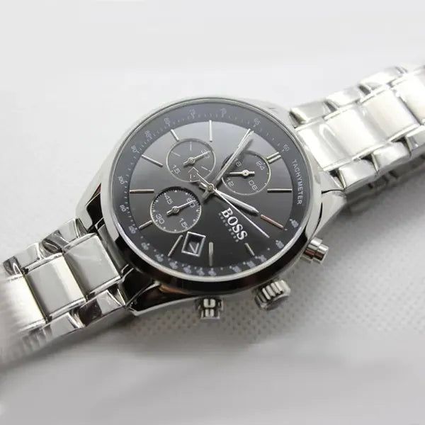 Hugo Boss Grand Prix 1513477 férfi karóra, 46 mm, acél, fekete, kronográf, WR30