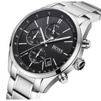 Hugo Boss Grand Prix 1513477 férfi karóra, 46 mm, acél, fekete, kronográf, WR30