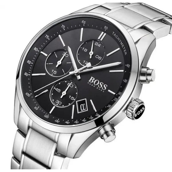 Hugo Boss Grand Prix 1513477 férfi karóra, 46 mm, acél, fekete, kronográf, WR30