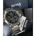 Hugo Boss Grand Prix 1513477 férfi karóra, 46 mm, acél, fekete, kronográf, WR30