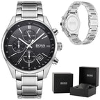 Hugo Boss Grand Prix 1513477 férfi karóra, 46 mm, acél, fekete, kronográf, WR30