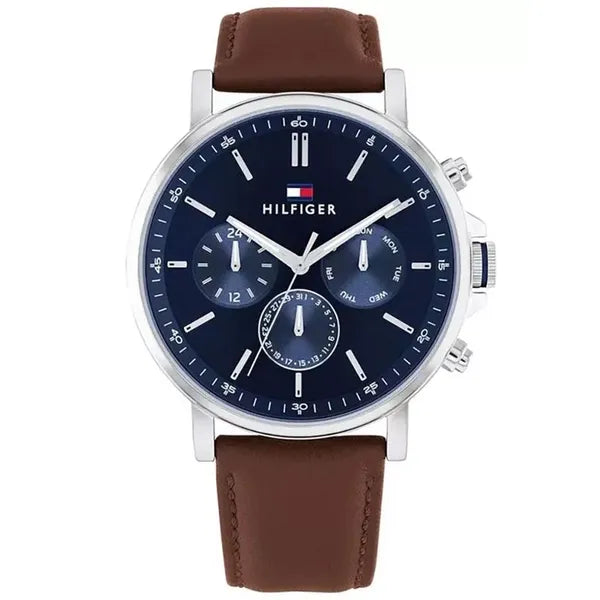Tommy Hilfiger Tyson 1710585 férfi karóra, 44 mm, kék számlap, bőrszíj, WR50