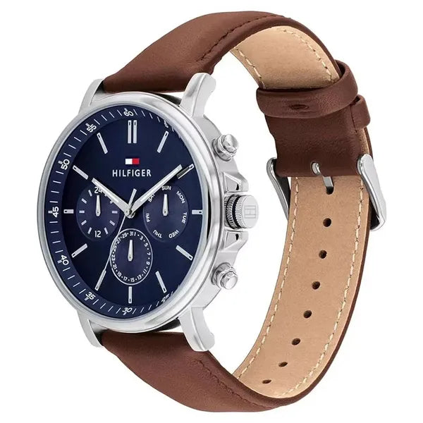 Tommy Hilfiger Tyson 1710585 férfi karóra, 44 mm, kék számlap, bőrszíj, WR50