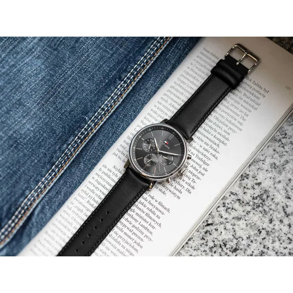 Tommy Hilfiger Tyson 1710586 férfi karóra, 44 mm, fekete bőr, WR50
