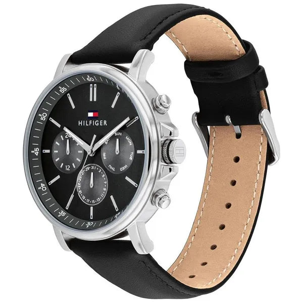 Tommy Hilfiger Tyson 1710586 férfi karóra, 44 mm, fekete bőr, WR50