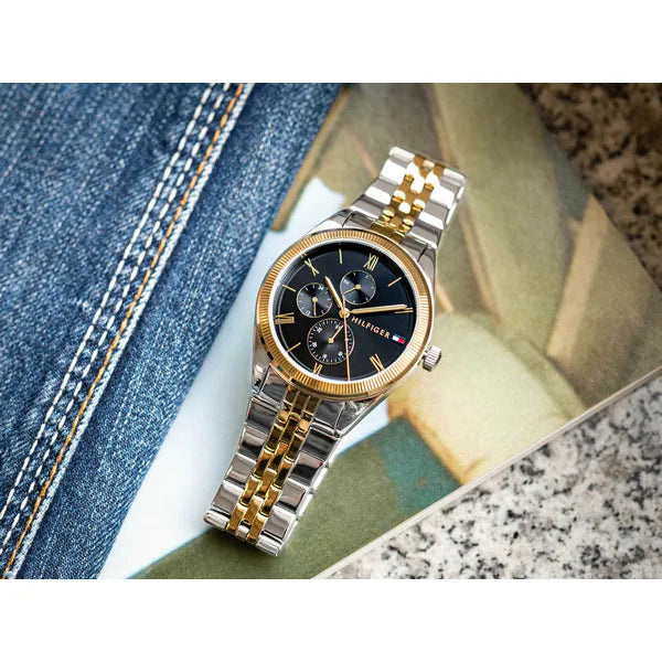 Tommy Hilfiger Monica 1782591 női karóra, kétszínű acél, fekete számlap, 38 mm