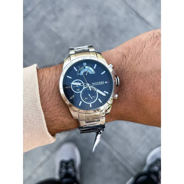 Tommy Hilfiger Decker 1791348 férfi karóra, nemesacél, kék, kvarc, WR50