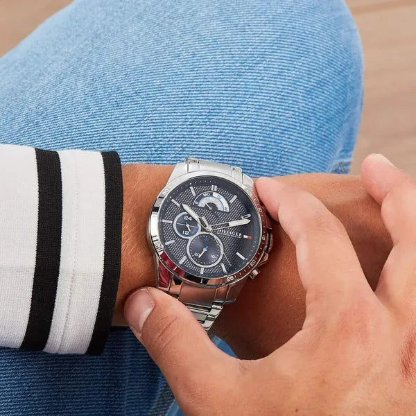 Tommy Hilfiger Decker 1791348 férfi karóra, nemesacél, kék, kvarc, WR50