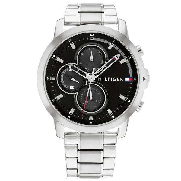Tommy Hilfiger 1792048 férfi karóra, 46 mm, acél, fekete számlap, 5 ATM
