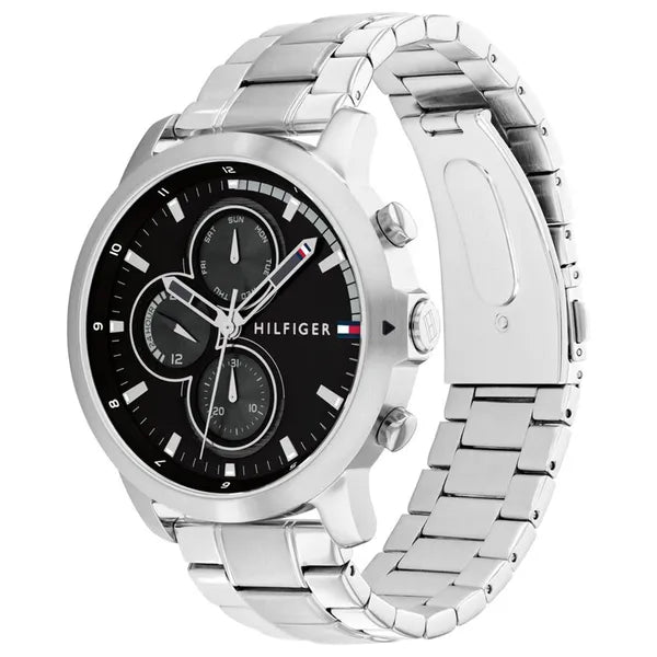 Tommy Hilfiger 1792048 férfi karóra, 46 mm, acél, fekete számlap, 5 ATM