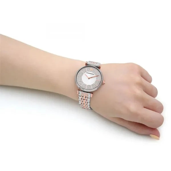 Emporio Armani AR11537 Gianni T-Bar női karóra, 32 mm, acél, kétszínű, kvarc