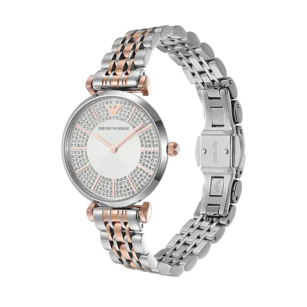 Emporio Armani AR11537 Gianni T-Bar női karóra, 32 mm, acél, kétszínű, kvarc