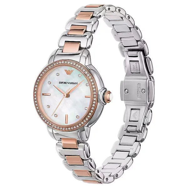 Emporio Armani Mia AR11569 női karóra, 32 mm, gyöngyház, rozéarany-ezüst acél