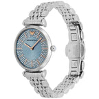 Emporio Armani AR11594 Gianni T-Bar női karóra, 32 mm, nemesacél, kék köves