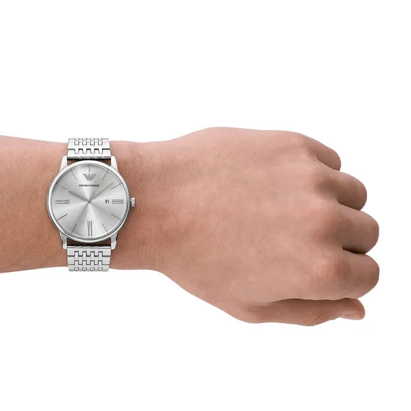 Emporio Armani férfi karóra AR11599, 42 mm, acél szíj, ezüst, WR50, kvarc