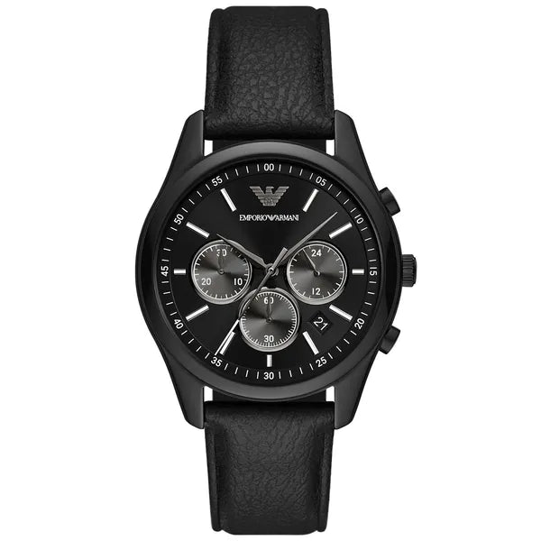 Emporio Armani AR11583 férfi kvarc karóra, fekete, bőr szíj, 41 mm, 3 ATM