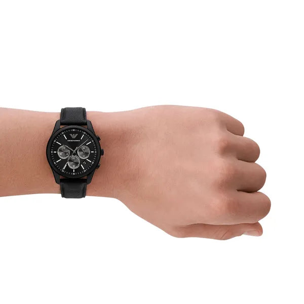 Emporio Armani AR11583 férfi kvarc karóra, fekete, bőr szíj, 41 mm, 3 ATM