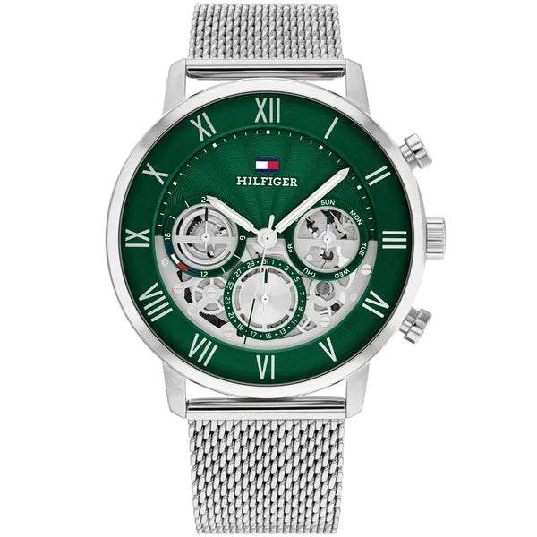 Tommy Hilfiger 1710567 Legend férfi karóra, 44 mm, acél, zöld számlap, WR50