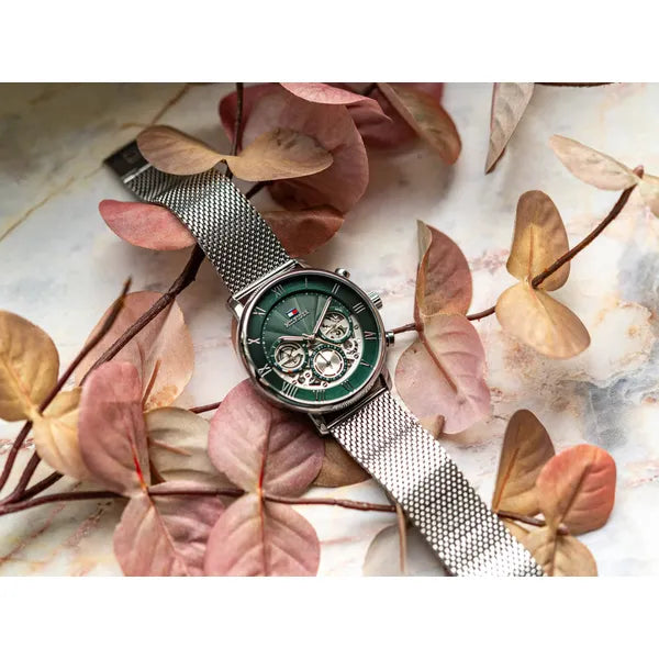 Tommy Hilfiger 1710567 Legend férfi karóra, 44 mm, acél, zöld számlap, WR50