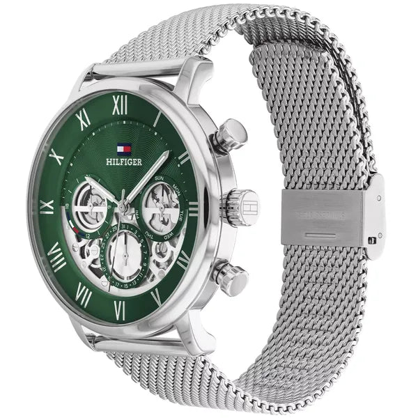 Tommy Hilfiger 1710567 Legend férfi karóra, 44 mm, acél, zöld számlap, WR50