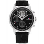 Tommy Hilfiger 1710605 férfi karóra, fekete bőr szíj, 44 mm, 5 ATM, doboz